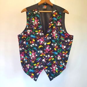 Disney Mickey Unlimited Sz 18W Minnie Mickey Mouse Star Print 3 Button Up Vest